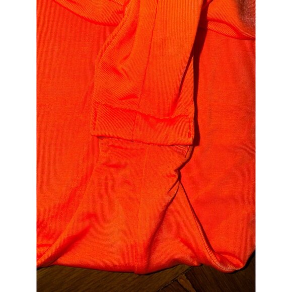 Bright Orange Plunge Halter Bodysuit Large Stretch Sexy Retro Pinup Dancer Cute - Picture 7 of 7